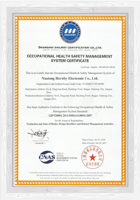 OHSAS18001 Certificate